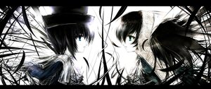Rating: Safe Score: 0 Tags: 2girls black_hair black_rock_shooter_(character) blue_eyes coat dead_master from_side image letterboxed long_hair multiple_girls pair pale_skin profile souseiseki suiseiseki twintails User: admin