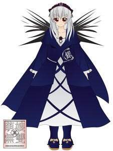 Rating: Safe Score: 0 Tags: 1girl breasts collarbone dress flower frills full_body hairband image lolita_hairband long_hair long_sleeves looking_at_viewer red_eyes rose silver_hair smile solo standing suigintou white_background wings User: admin