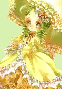 Rating: Safe Score: 0 Tags: 1girl blush dress drill_hair flower frilled_dress frills green_eyes green_hair hair_ornament holding_umbrella image kanaria lolita_fashion long_sleeves parasol personification rose smile solo too_many umbrella wide_sleeves yellow_dress User: admin