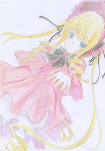 Rating: Safe Score: 0 Tags: 1girl blonde_hair blue_eyes blush bonnet bow bowtie dress drill_hair frills image long_hair long_sleeves looking_at_viewer red_dress rose shinku solo standing traditional_media twin_drills twintails very_long_hair User: admin