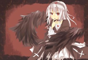 Rating: Safe Score: 0 Tags: 1girl bangs black_dress black_wings dress eyebrows_visible_through_hair frills hairband image long_hair long_sleeves looking_at_viewer open_mouth red_eyes rose solo suigintou white_hair wings User: admin