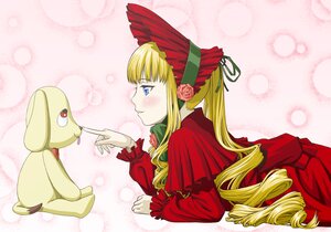 Rating: Safe Score: 0 Tags: 1girl blonde_hair blue_eyes blush bonnet bow dress drill_hair flower image long_hair long_sleeves pink_rose profile red_dress rose shinku sidelocks solo twin_drills User: admin