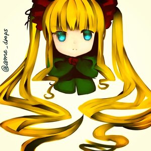 Rating: Safe Score: 0 Tags: 1girl bangs blonde_hair blue_eyes bow bowtie dress green_bow image long_hair long_sleeves looking_at_viewer shinku sidelocks simple_background solo twintails very_long_hair yellow_background User: admin