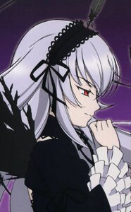 Rating: Safe Score: 0 Tags: 1girl black_ribbon black_wings closed_mouth dress flower frilled_sleeves frills hairband image long_hair long_sleeves profile red_eyes ribbon rose silver_hair simple_background smile solo suigintou upper_body wings User: admin