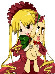 Rating: Safe Score: 0 Tags: 1girl blonde_hair blush bonnet bow dress frills image long_hair long_sleeves red_dress red_eyes shinku simple_background solo twintails very_long_hair white_background User: admin