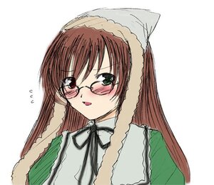 Rating: Safe Score: 0 Tags: 1girl blush brown_hair flying_sweatdrops glasses green_dress green_eyes image long_hair long_sleeves looking_at_viewer open_mouth red_eyes simple_background solo striped suiseiseki upper_body white_background User: admin