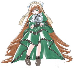 Rating: Safe Score: 0 Tags: 1girl boots brown_hair dress frills full_body green_dress green_eyes heterochromia image long_hair long_sleeves open_mouth red_eyes simple_background solo standing suiseiseki very_long_hair white_background User: admin