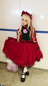 Rating: Safe Score: 0 Tags: 1girl bangs black_footwear blonde_hair bow dress full_body lolita_fashion long_hair long_sleeves looking_at_viewer pantyhose red_dress shinku shoes solo standing User: admin