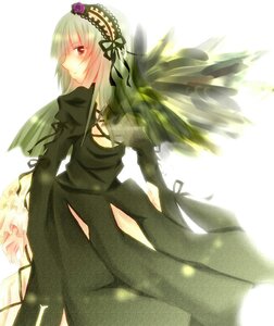 Rating: Safe Score: 0 Tags: 1girl black_dress blush dress flower frills hairband image long_hair long_sleeves looking_at_viewer looking_back puffy_sleeves rose solo suigintou very_long_hair wings User: admin