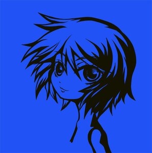 Rating: Safe Score: 0 Tags: 1girl blue_background blue_theme closed_mouth image looking_at_viewer monochrome short_hair simple_background smile solo souseiseki User: admin