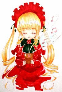 Rating: Safe Score: 0 Tags: 1girl beamed_eighth_notes beamed_sixteenth_notes blonde_hair bonnet bow closed_eyes cup dress drill_hair eighth_note flower image long_hair long_sleeves music musical_note quarter_note rose sheet_music shinku simple_background solo spoken_musical_note teacup traditional_media twintails white_background User: admin