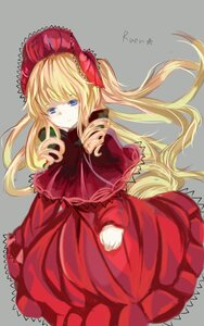 Rating: Safe Score: 0 Tags: 1girl blonde_hair blue_eyes bow capelet dress grey_background image long_hair long_sleeves looking_at_viewer shinku simple_background solo very_long_hair User: admin