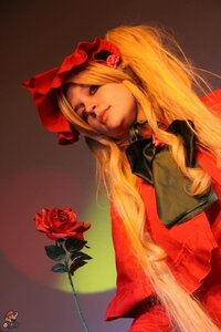 Rating: Safe Score: 0 Tags: 1girl blonde_hair blue_eyes brown_background bug butterfly flower hat insect long_hair red_flower red_rose rose shinku solo User: admin