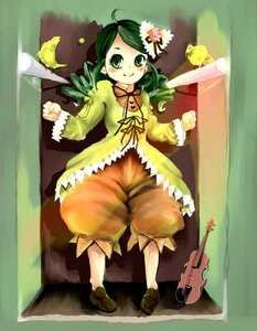 Rating: Safe Score: 0 Tags: 1girl bird blush dress drill_hair flower full_body green_eyes green_hair hair_ornament image kanaria long_sleeves smile solo twin_drills underwear User: admin