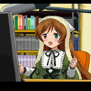 Rating: Safe Score: 0 Tags: 1girl black_ribbon blush bookshelf brown_hair dress green_dress green_eyes heterochromia image letterboxed long_hair long_sleeves open_mouth red_eyes ribbon solo suiseiseki User: admin