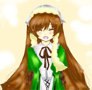 Rating: Safe Score: 0 Tags: 1girl :d ^_^ auto_tagged black_ribbon blush brown_hair closed_eyes dress green_dress hat head_scarf image long_hair long_sleeves open_mouth ribbon smile solo suiseiseki very_long_hair yellow_background User: admin