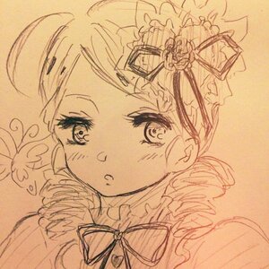 Rating: Safe Score: 0 Tags: 1girl blush flower frills hair_ornament image kanaria long_sleeves looking_at_viewer monochrome parted_lips portrait ribbon rose simple_background solo traditional_media User: admin