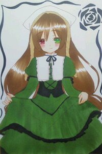 Rating: Safe Score: 0 Tags: 1girl blush brown_hair dress frills green_dress green_eyes heterochromia image long_hair long_sleeves looking_at_viewer red_eyes simple_background solo suiseiseki very_long_hair User: admin