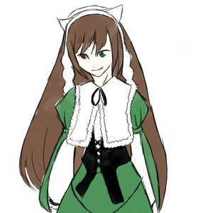 Rating: Safe Score: 0 Tags: 1girl black_ribbon brown_hair closed_mouth cowboy_shot dress green_dress green_eyes heterochromia image long_hair long_sleeves looking_at_viewer red_eyes simple_background smile solo suiseiseki very_long_hair white_background User: admin