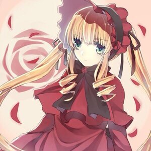 Rating: Safe Score: 0 Tags: 1girl blonde_hair blue_eyes bonnet bow dress drill_hair image long_hair long_sleeves looking_at_viewer petals red_dress ribbon rose_petals shinku solo twintails User: admin