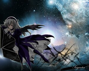 Rating: Safe Score: 0 Tags: 1girl black_wings dress flower frills hairband image long_hair long_sleeves night night_sky pink_eyes silver_hair sky solo space star_(sky) starry_sky suigintou wings User: admin