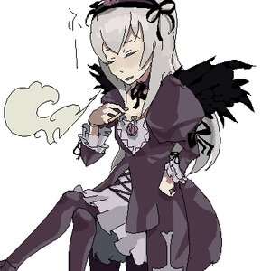 Rating: Safe Score: 0 Tags: 1girl black_wings detached_collar dress frills image long_hair long_sleeves oekaki ribbon rose silver_hair sitting solo suigintou white_background wings User: admin