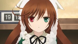 Rating: Safe Score: 0 Tags: 1girl black_ribbon brown_hair dress green_eyes heterochromia image long_hair long_sleeves looking_at_viewer neck_ribbon red_eyes ribbon solo suiseiseki User: admin