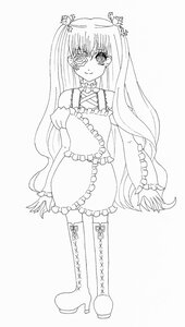 Rating: Safe Score: 0 Tags: 1girl boots dress frills full_body greyscale hair_ornament hatsune_miku image kirakishou knee_boots lineart long_hair looking_at_viewer monochrome smile solo standing very_long_hair User: admin