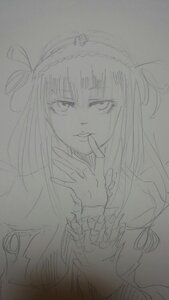 Rating: Safe Score: 0 Tags: 1girl hairband image long_hair looking_at_viewer monochrome ribbon sketch solo suigintou traditional_media two_side_up User: admin