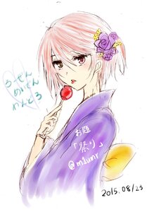 Rating: Safe Score: 0 Tags: 1boy candy_apple dated flower food hair_flower hair_ornament image japanese_clothes kimono m1umr solo souseiseki striped User: admin