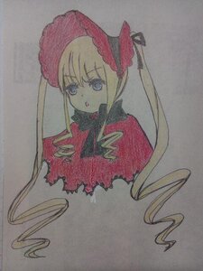 Rating: Safe Score: 0 Tags: 1girl :o bangs blonde_hair blue_eyes bow bowtie dress grey_background image long_hair looking_at_viewer parted_lips photo red_dress shinku sidelocks simple_background solo traditional_media twintails User: admin