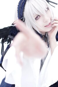 Rating: Safe Score: 0 Tags: 1girl bangs blurry choker depth_of_field frills hairband lips looking_at_viewer ribbon silver_hair solo suigintou white_background white_hair wings User: admin