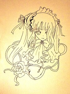 Rating: Safe Score: 0 Tags: 1girl dress flower hair_ribbon image long_hair looking_at_viewer monochrome ribbon rose shinku solo twintails very_long_hair User: admin