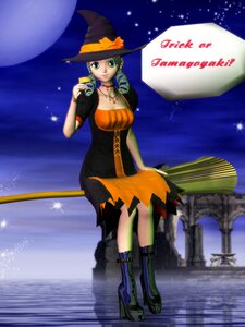 Rating: Safe Score: 0 Tags: 1girl boots breasts dress green_eyes halloween hat image jewelry kanaria knee_boots moon necklace night solo witch_hat User: admin