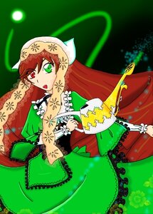 Rating: Safe Score: 0 Tags: 1girl brown_hair dress frills green_dress green_eyes head_scarf heterochromia holding image long_hair long_sleeves looking_at_viewer open_mouth red_eyes solo suiseiseki twintails very_long_hair watering_can User: admin