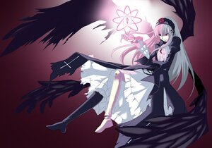 Rating: Safe Score: 0 Tags: 1girl azuma_reiji black_wings boots dress flower frills full_body gothic_lolita hairband image knee_boots lolita_fashion long_hair long_sleeves looking_at_viewer rozen_maiden silver_hair solo suigintou very_long_hair white_hair wings User: admin