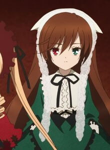 Rating: Safe Score: 0 Tags: 1girl black_ribbon brown_hair dress frills green_dress green_eyes heterochromia image long_hair long_sleeves looking_at_viewer red_eyes ribbon simple_background solo suiseiseki very_long_hair User: admin