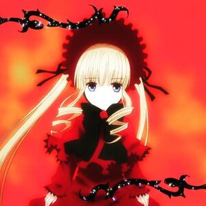 Rating: Safe Score: 0 Tags: 1girl blonde_hair blue_eyes bonnet dress drill_hair frills image long_hair long_sleeves looking_at_viewer red_background red_dress red_theme ringlets rose shinku simple_background solo twin_drills User: admin
