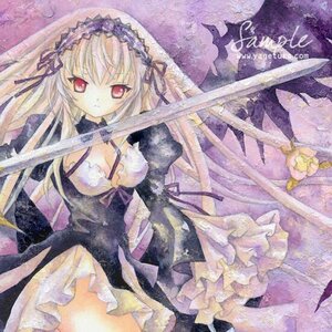 Rating: Safe Score: 0 Tags: 1girl dress flower frills hairband holding image lolita_hairband long_hair long_sleeves looking_at_viewer marker_(medium) red_eyes ribbon solo suigintou sword traditional_media watercolor_(medium) weapon wings User: admin