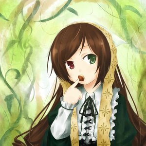 Rating: Safe Score: 0 Tags: 1girl black_ribbon brown_hair dress frills green_dress green_eyes head_scarf heterochromia image long_hair long_sleeves looking_at_viewer nature open_mouth red_eyes ribbon solo suiseiseki very_long_hair User: admin