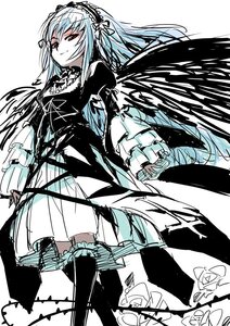 Rating: Safe Score: 0 Tags: 1girl black_wings boots closed_mouth dress frilled_sleeves frills hairband image lolita_hairband long_hair long_sleeves looking_at_viewer red_eyes ribbon simple_background smile solo suigintou white_background wide_sleeves wings User: admin