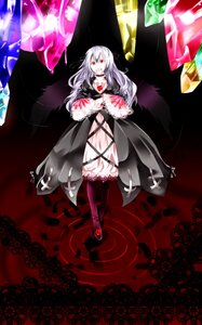 Rating: Safe Score: 0 Tags: 1girl blood dress full_body image long_hair long_sleeves open_mouth red_eyes smile solo standing suigintou wings User: admin