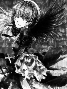 Rating: Safe Score: 0 Tags: 1girl closed_mouth dress floating_hair frilled_dress frills greyscale hairband image long_hair long_sleeves looking_at_viewer monochrome outstretched_arm solo suigintou User: admin