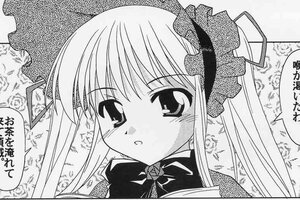 Rating: Safe Score: 0 Tags: 1girl blush greyscale image long_hair monochrome shinku solo twintails User: admin