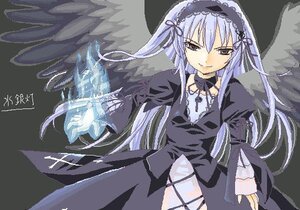 Rating: Safe Score: 0 Tags: 1girl black_dress black_ribbon black_wings cowboy_shot detached_collar dress frilled_sleeves frills hairband image lolita_hairband long_hair long_sleeves looking_at_viewer ribbon rose smile solo suigintou very_long_hair wings User: admin