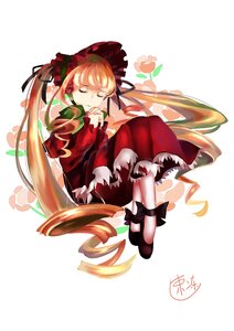 Rating: Safe Score: 0 Tags: 1girl blonde_hair bonnet bow closed_eyes cup dress drill_hair full_body image long_hair long_sleeves red_dress shinku shoes sitting sleeping solo teacup twintails very_long_hair User: admin