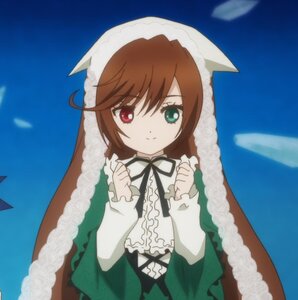 Rating: Safe Score: 0 Tags: 1girl blue_sky brown_hair cloud day dress frills green_dress head_scarf heterochromia image long_hair long_sleeves looking_at_viewer outdoors red_eyes shirt sky smile solo suiseiseki User: admin