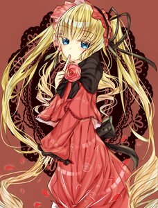 Rating: Safe Score: 0 Tags: 1girl blonde_hair blue_eyes bow capelet dress drill_hair flower hairband image long_hair petals pink_flower pink_rose rose shinku solo twintails very_long_hair User: admin