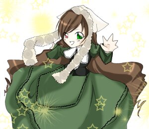 Rating: Safe Score: 0 Tags: 1girl :d brown_hair christmas_tree dress frills green_dress green_eyes head_scarf heterochromia image long_hair long_sleeves looking_at_viewer open_mouth red_eyes smile solo star_(symbol) star_print starfish starry_background suiseiseki white_background User: admin