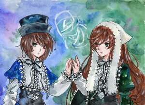 Rating: Safe Score: 0 Tags: brown_hair dress frills green_dress green_eyes hat head_scarf heterochromia image long_hair long_sleeves looking_at_viewer multiple_girls pair red_eyes short_hair siblings sisters souseiseki suiseiseki traditional_media twins User: admin